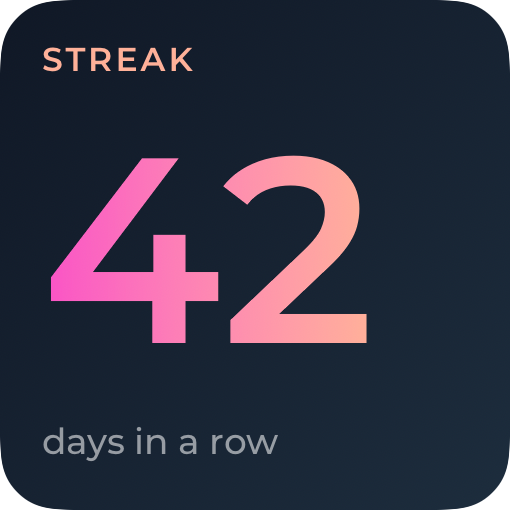 The streak widget with the number in a pink-to-peach gradient built in the app