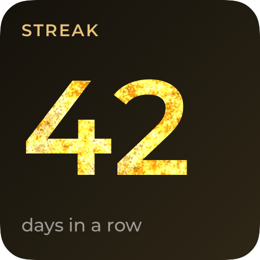 The same streak widget with the number in textured gold