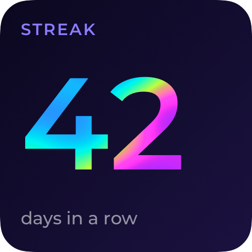 The streak widget with the number in a bright neon blend
